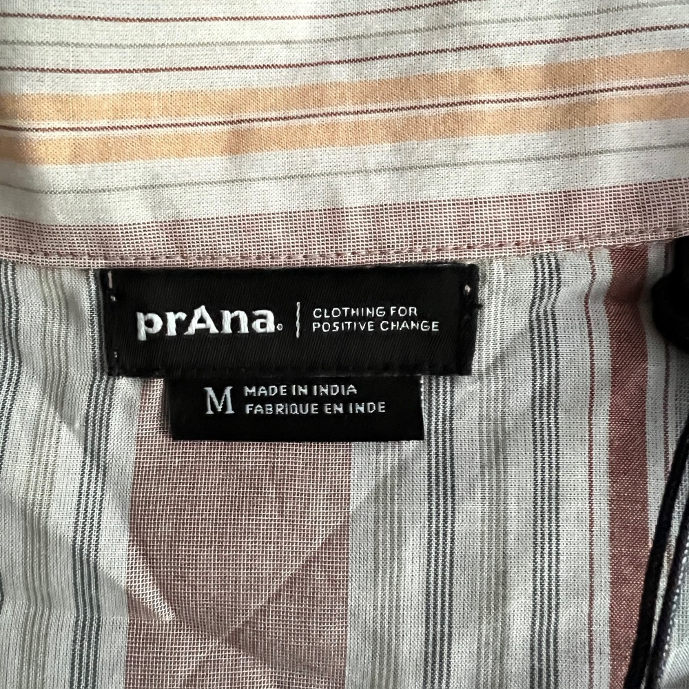 NWT Prana Iguala Top Women's Medium Clay Stripe Tencel Modal Button Up Shirt - Picture 6 of 10